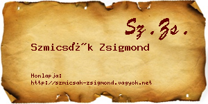 Szmicsák Zsigmond névjegykártya